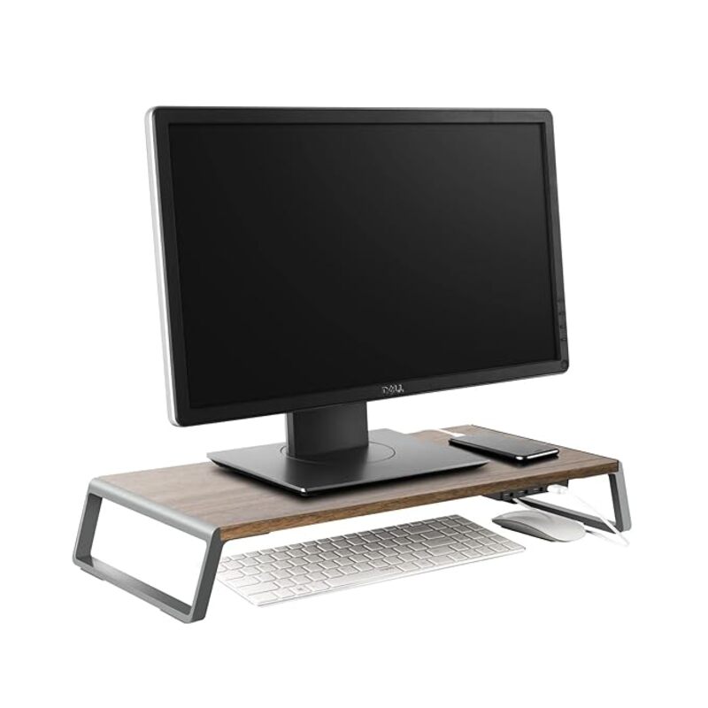 UPERGO ID 20U Height Adjustable Wooden Standing Desk With 4 USB Ports For Laptops  Monitors